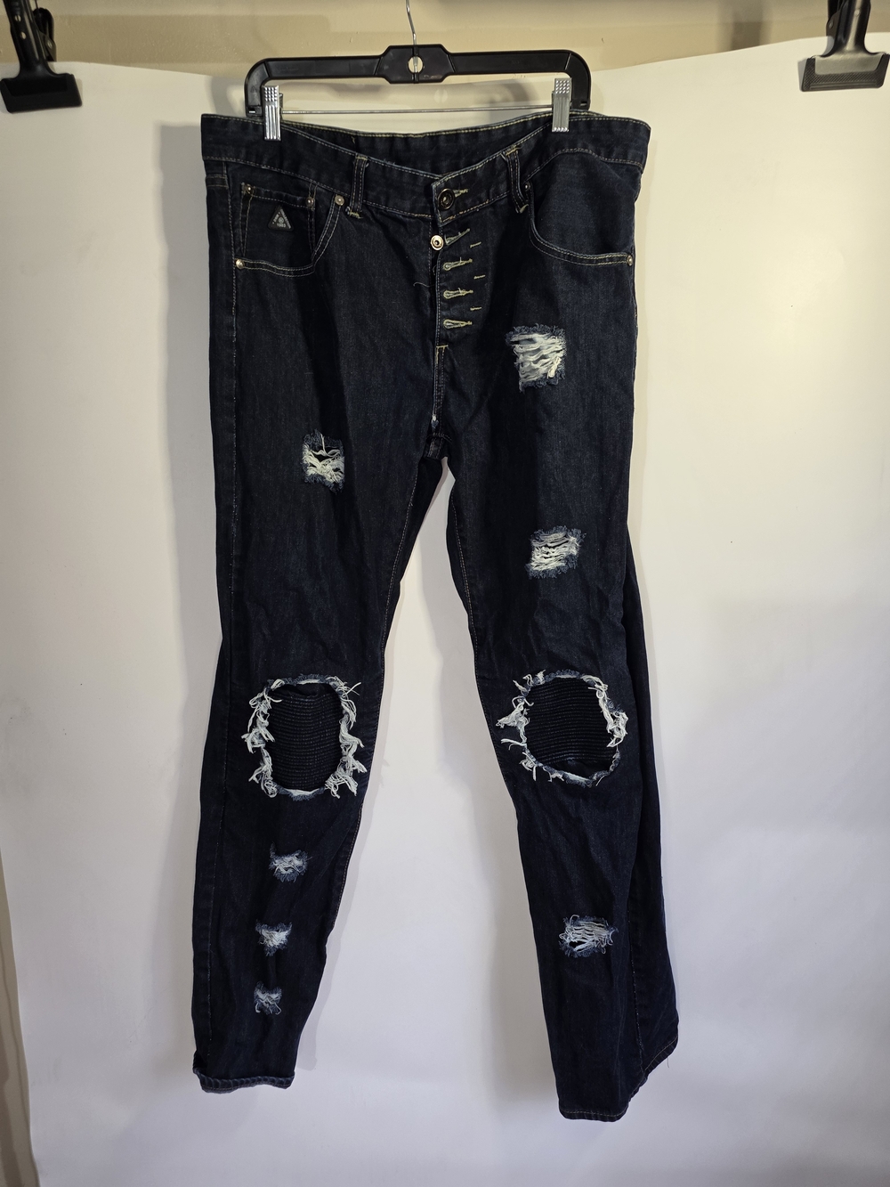 Men's Skinny Ripped Dark Blue Jeans